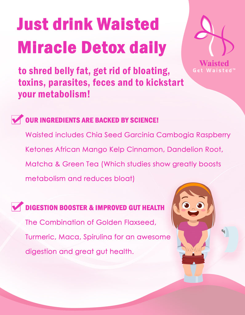 Waisted Miracle Detox & Shred Shake, Shred belly fat, Get rid of bloating, Toxins, Parasites, Feces and Kickstart your metabolism, 28 Servings