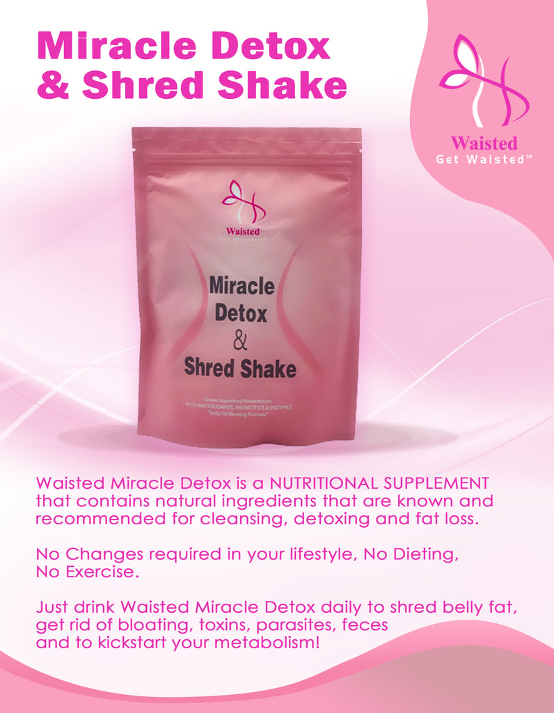 Waisted Miracle Detox & Shred Shake, Shred belly fat, Get rid of bloating, Toxins, Parasites, Feces and Kickstart your metabolism, 28 Servings